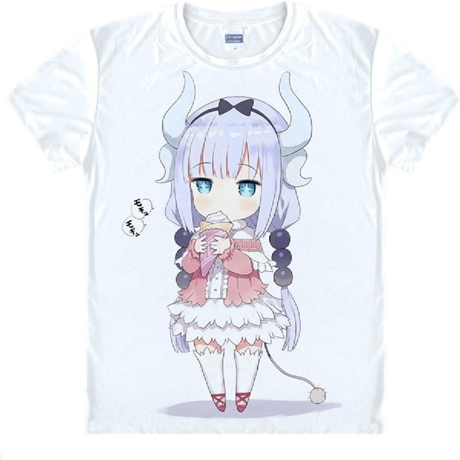 ISaikoy Аниме Мисс Кобаяси и её Дракон Футболка с коротким рукавом Топы Футболки Свитшот Костюм XXXXXL белый