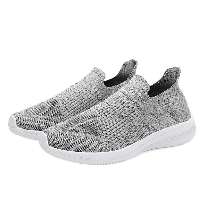 Large size without shoelaces, walk more men's shoes, breathable mesh sports shoes, casual mesh shoes, lazy flying woven shoes
