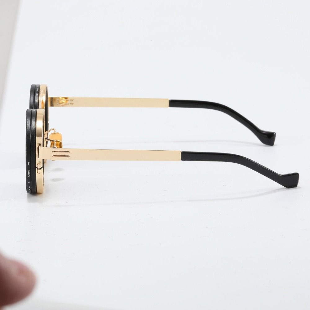 Round Adjustable Dimming Glasses 9 Level Dimming Fishing Sunglasses Outdoor Eyewear  Men Women