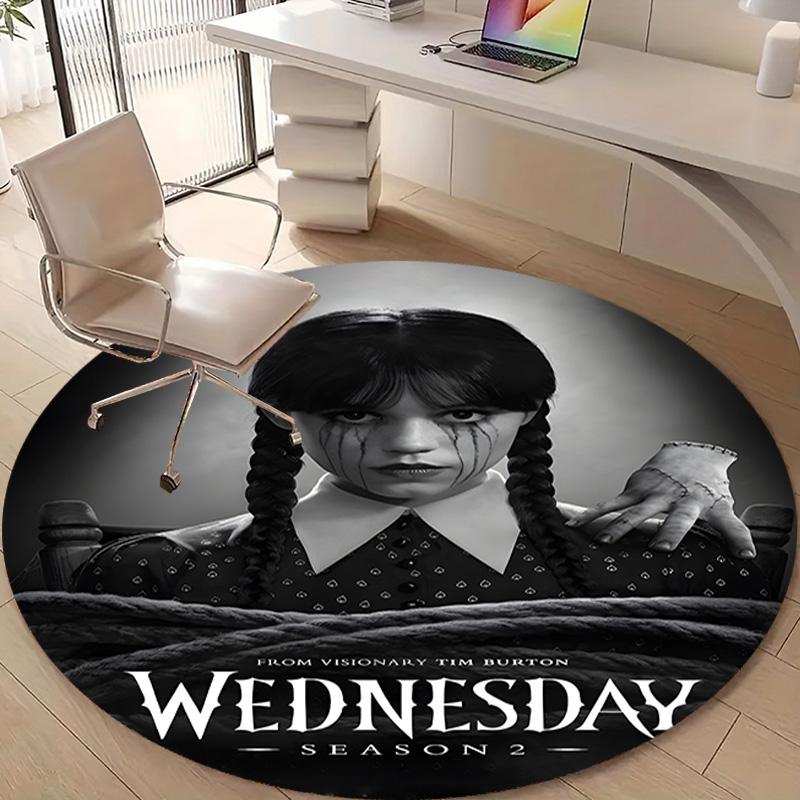 1pc Addams Family Wednesday2 Design Printed Area Round Carpet for Bedroom Living Room Home Decor Rugs Mat Non Slip Mat Rug for Bedside