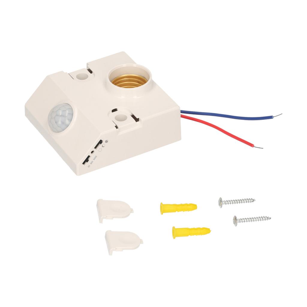 PIR Motion Sensor Lampholder E27 Live Line & Zero Line Wired Motion Activated LED Bulb Lamp Base with Adjustable