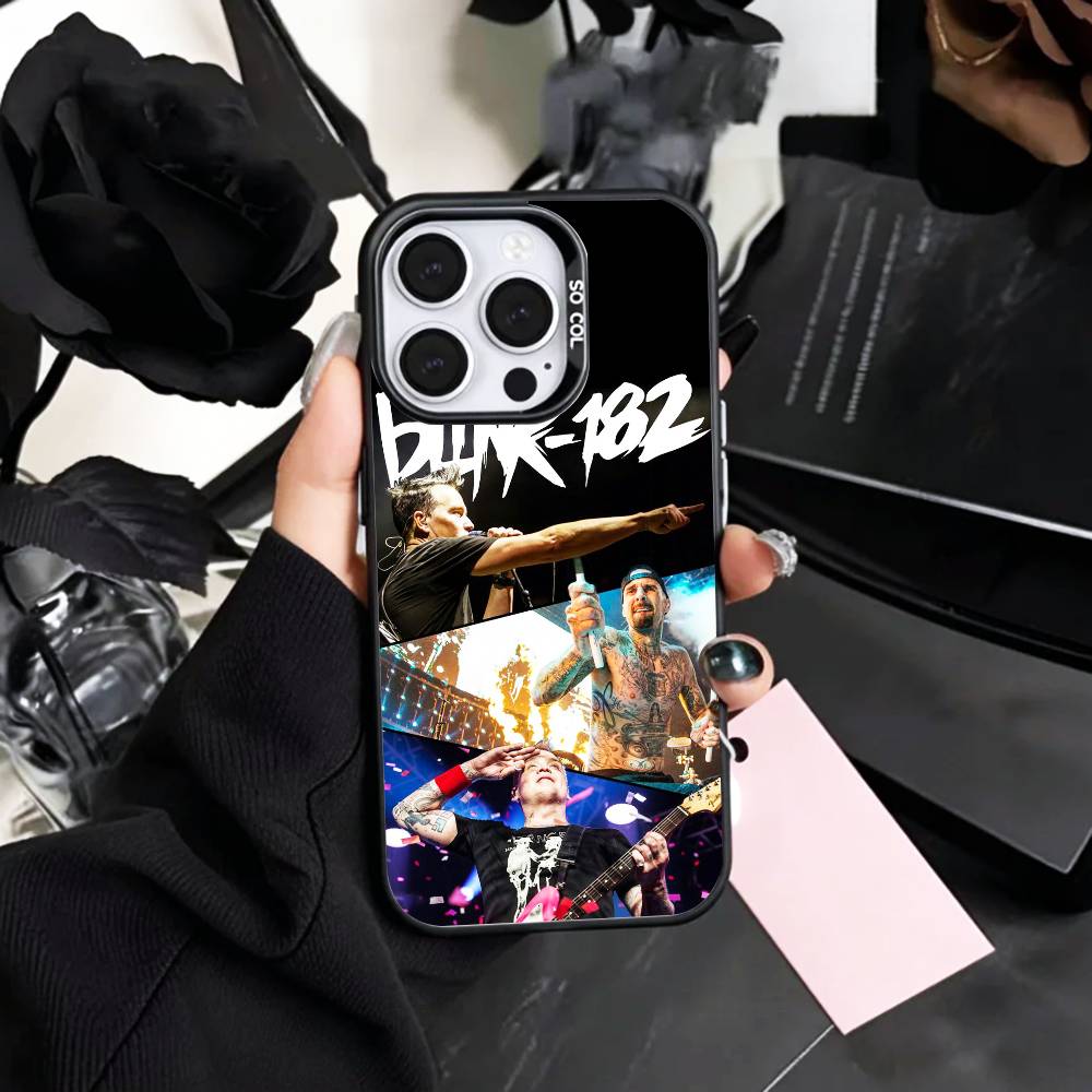 Punk B-Blink-182 B-Band Phone Case For iPhone17,16,15,14,13,12,11 Plus,Pro Max Colored Silver Plated Inside Cover