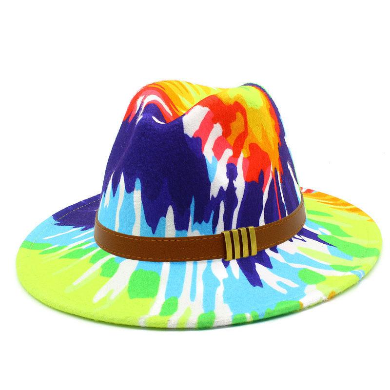 European and American style color smudging personalized top hat men and women outdoor travel suction sun protection sun hat fashion art hat