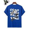 Cood Things Take Time Letter Graphic Mens T Shirt Summer Streetwear Casual Brand Tee Clothes T-Shirt Cotton Breathable Tops