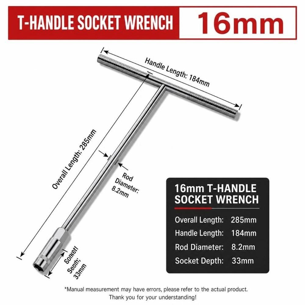 Hex Socket Drive T-Socket Wrench T-Shaped Hex Socket Wrench Durable Nut Driver  Mechanical Work