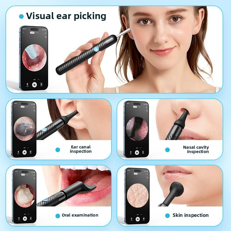 Wireless Ear Wax Removal With Camera Rechargeable Ear Cleaner 8 Megapixels Check Camera with 6 Pcs Ear Spoon Set Canal Clean