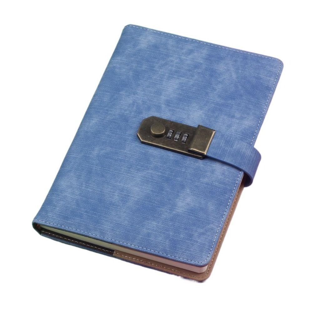 

PU Leather Cover Password Lock Notebook Chinese Style A5 Notebook Diary Book with Lock Girls светло-синий