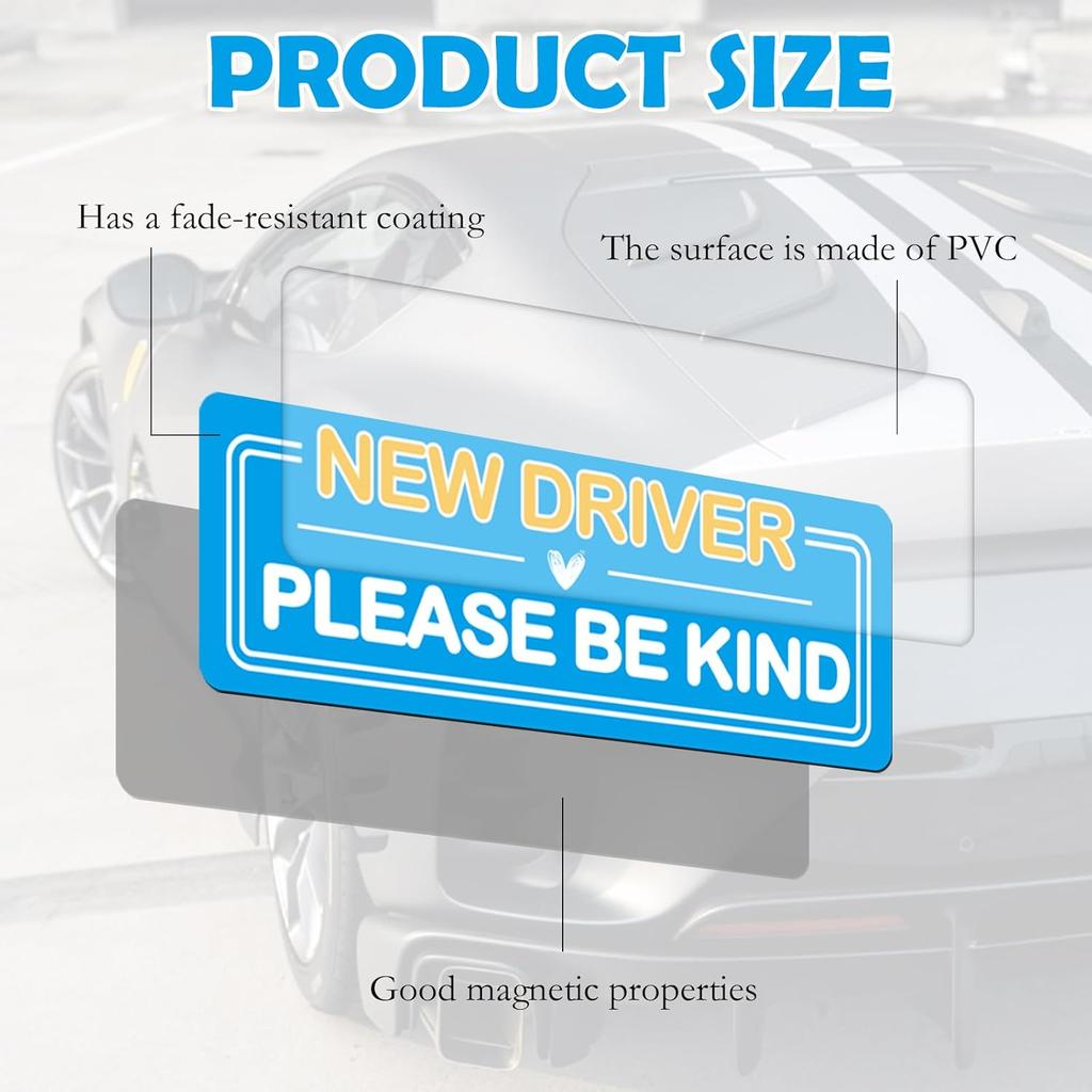 4Pcs Student Driver Magnetic Car Stickers For Beginners, New Magnetic Student Driver Stickers Signs For Car, Bumper Safety Decoration Supplies,