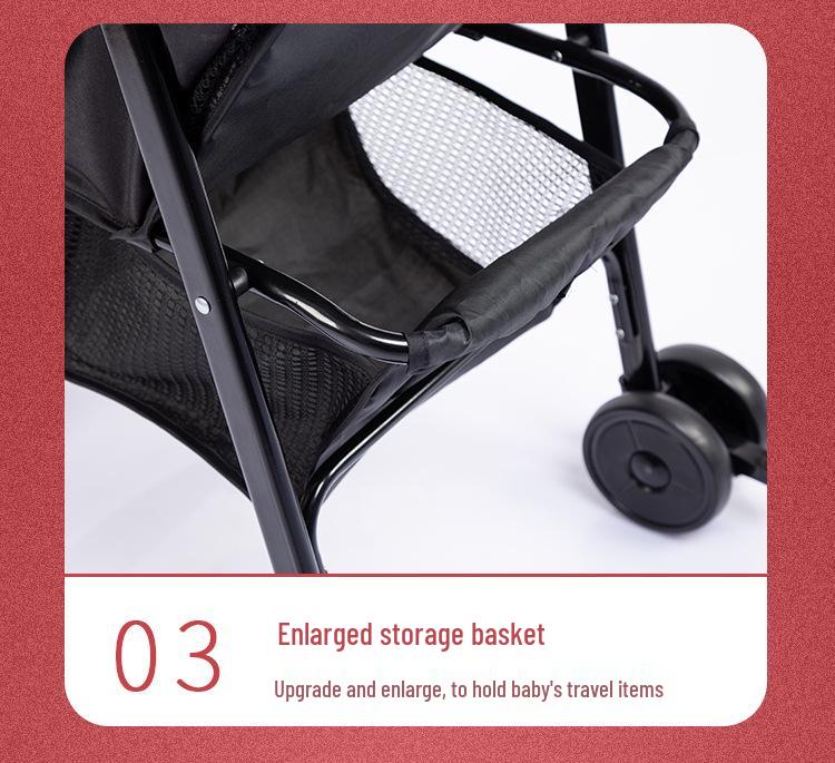 Compact Baby Stroller: Foldable with Recline, Shock Absorption, All-Weather Brakes, and Anti-Hunchback Design.