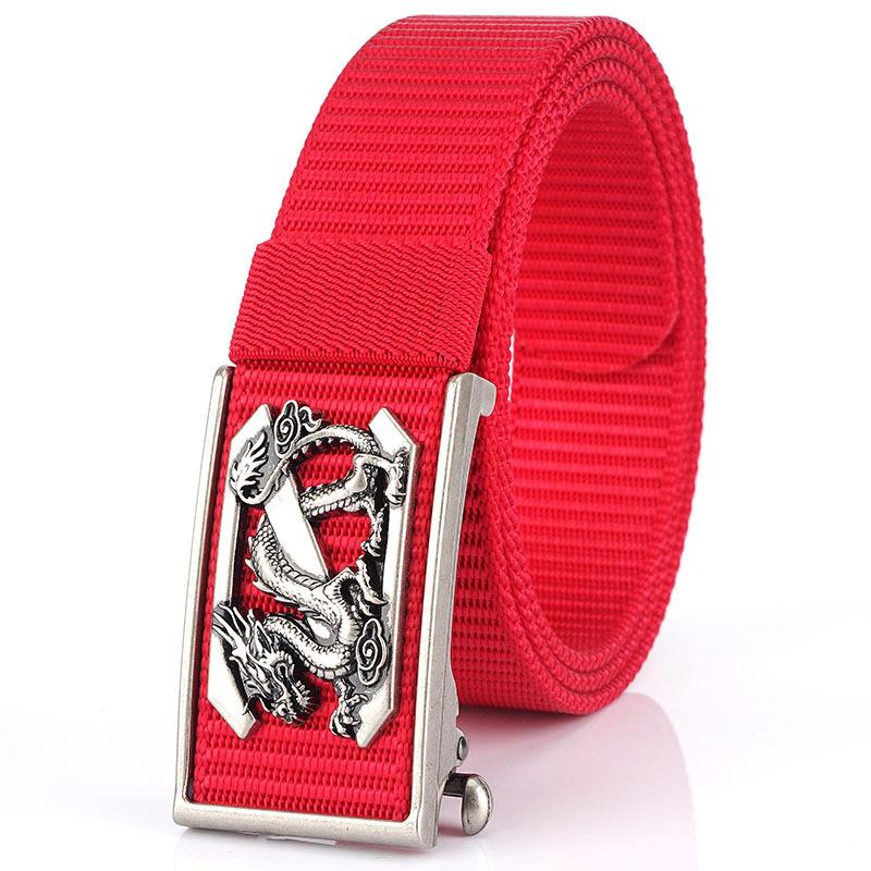 New Men'S Commuting Belt With Automatic Buckle Nylon Waistband, Outdoor Leisure Versatile Double-Layer Thick Belt