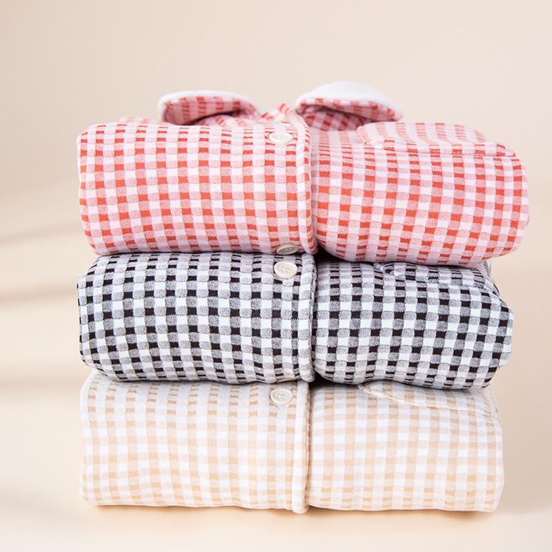 Velvet Thickened Women's Plaid Pajama Set – Warm Long Sleeve for Autumn/Winter, Suitable for Indoor/Outdoor Wear.