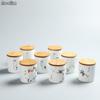 Ceramic Tea Caddy with Bamboo Lid Portable Travel Sealed Can Canister Kitchen Storage Bottle Spice Food Jar