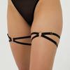 2 pezzi Reggicalze Neri Elastici da Donna con Cinghie Incrociate Regolabili Stile Punk Gotico Fasce Elastiche per Gambe per Feste Matrimoni