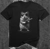 Tactical Hamster T-Shirt Funny Armed Rodent Vintage Meme Graphic Tee Cute Chaos Gift