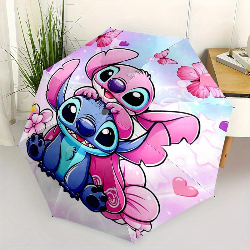 

1pc Stitch,Butterflies Automatic Folding Umbrella: Compact 8-Bone Design Cartoon Outdoor Travel Companion, Business Umbrella, Christmas Vale