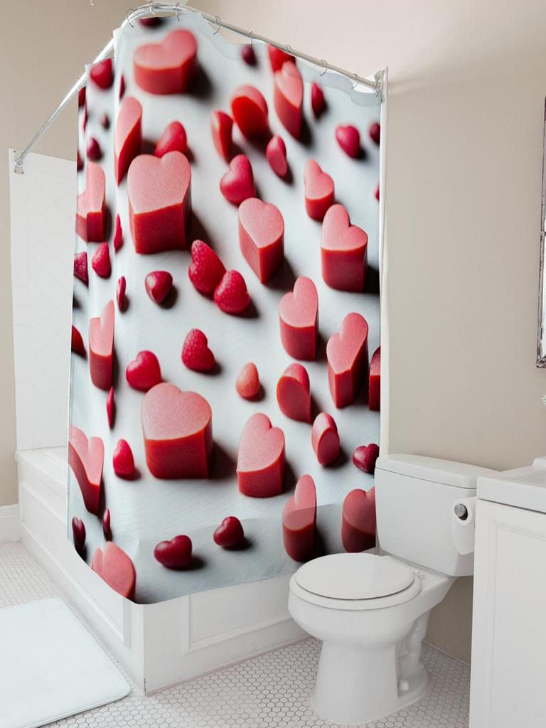 Red Heart Shower Curtain | Romantic and Modern Bathroom Decor