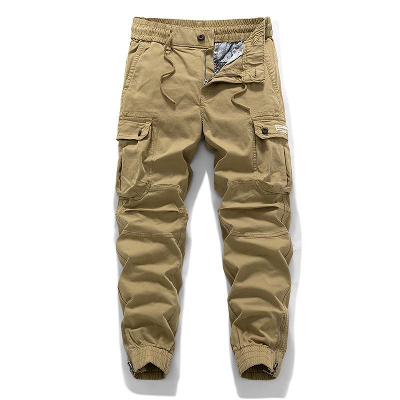 

Overalls Men s Trendy Spring and Autumn Casual Pants Dirt-resistant and Wear-resistant Trousers Multi-pocket Large-size Loose Working Pants Cotton 38 хакі