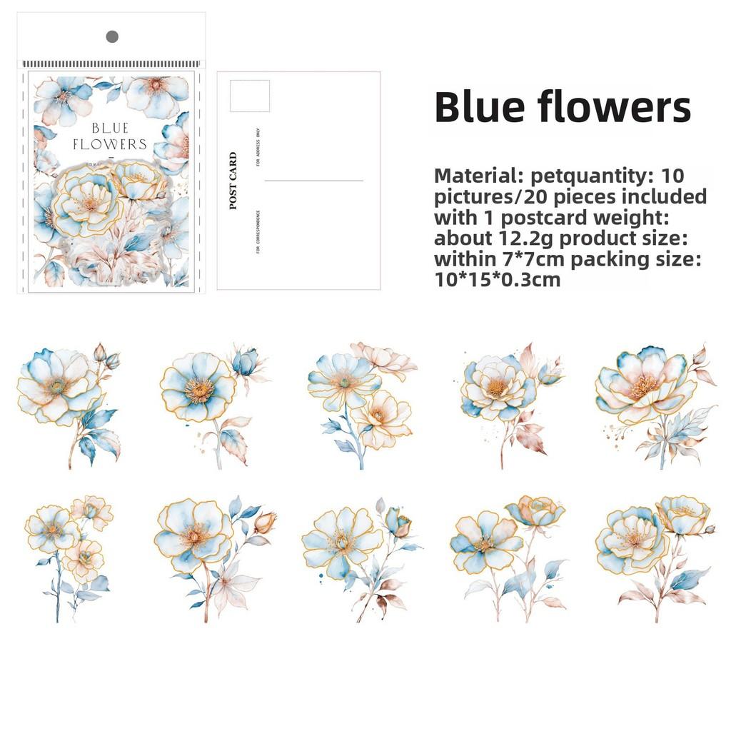 

Journamm 20pcs/pack PET Flowers Stickers Creative Stationery Adhesive DIY Scrapbooking Hand Made Decor Junk Journal Materials