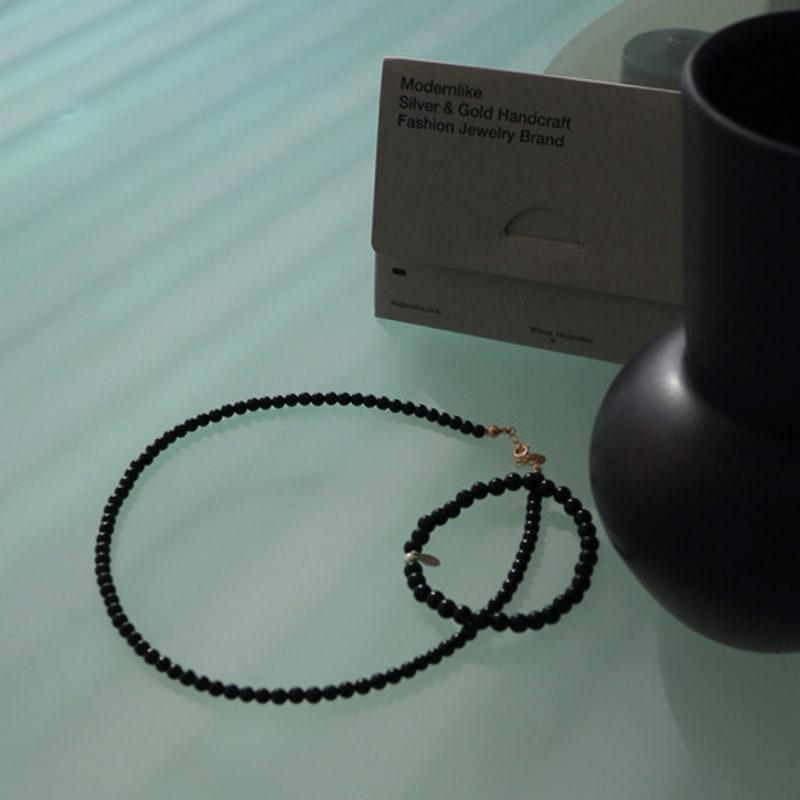Modernlike Silver 925 Onyx Black Necklace 4mm
