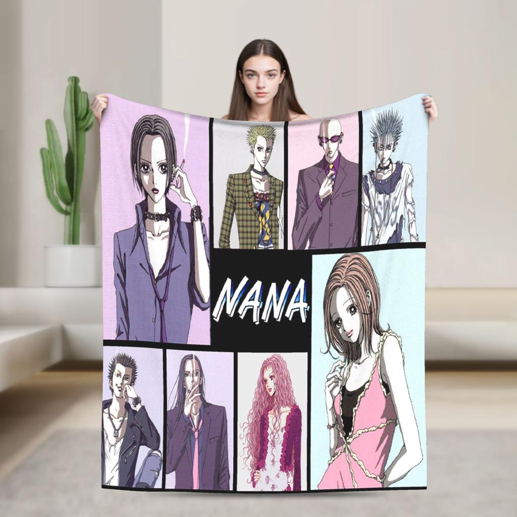 Nana Osaki Knitted Blankets Flannel Classic Anime Manga Super Soft Throw Blanket for Airplane Travel Bedspread