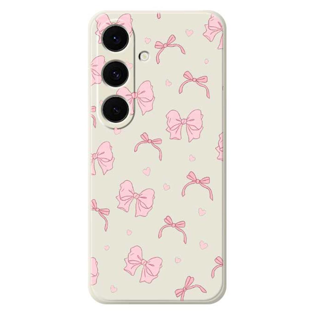 For Samsung Galaxy S25 FE Case Pink Bow Love Pattern Printing Straight Edge TPU Phone Back Cover