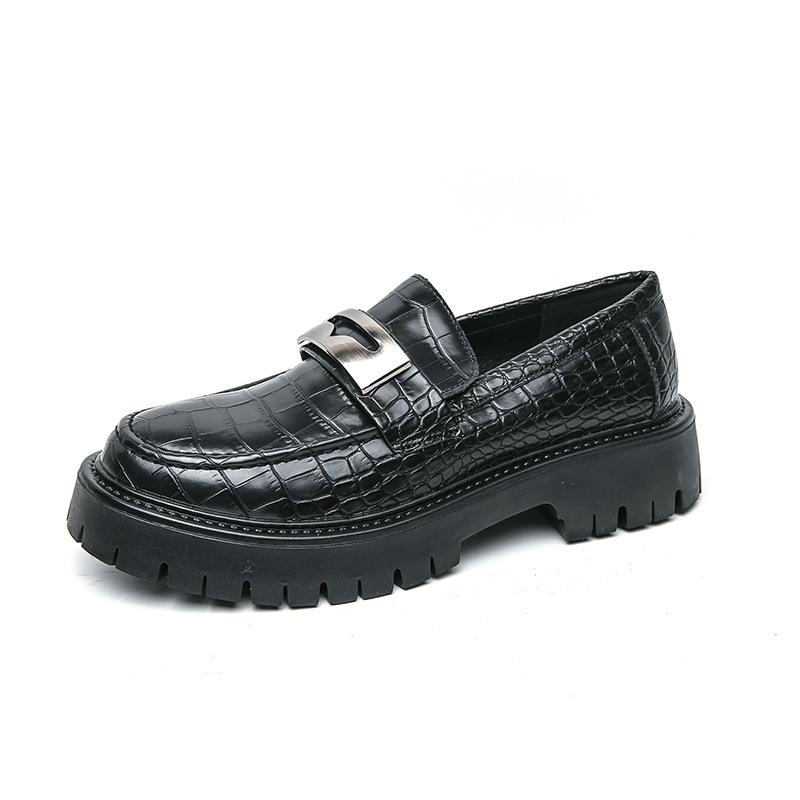 Korean Version of Spring and Autumn Platform Business Loafers Men's Fashion Glossy Heightening Leather Shoes British One-pedal Men's Shoes