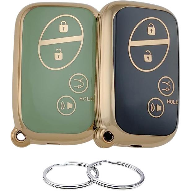 TPU Key Fob Cover Compatible with 2005-2017 Lexus CT200h ES350 GS300 GS350 GS430 GS450h GS460 Is F IS250 IS350 LS460 LS600h LX570 RX350 (Black/White)