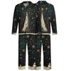Men's Loose Fit Christmas Print Pajama Set with Button Down Top and Straight Leg Pants - Two Piece Holiday Sleepwear