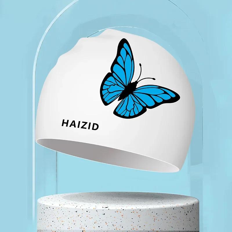New Fashion Printed Swim Caps For Women Silicone Waterproof Swimming Caps Large Long Hair Swimming Cap Swimming Pool Accessories
