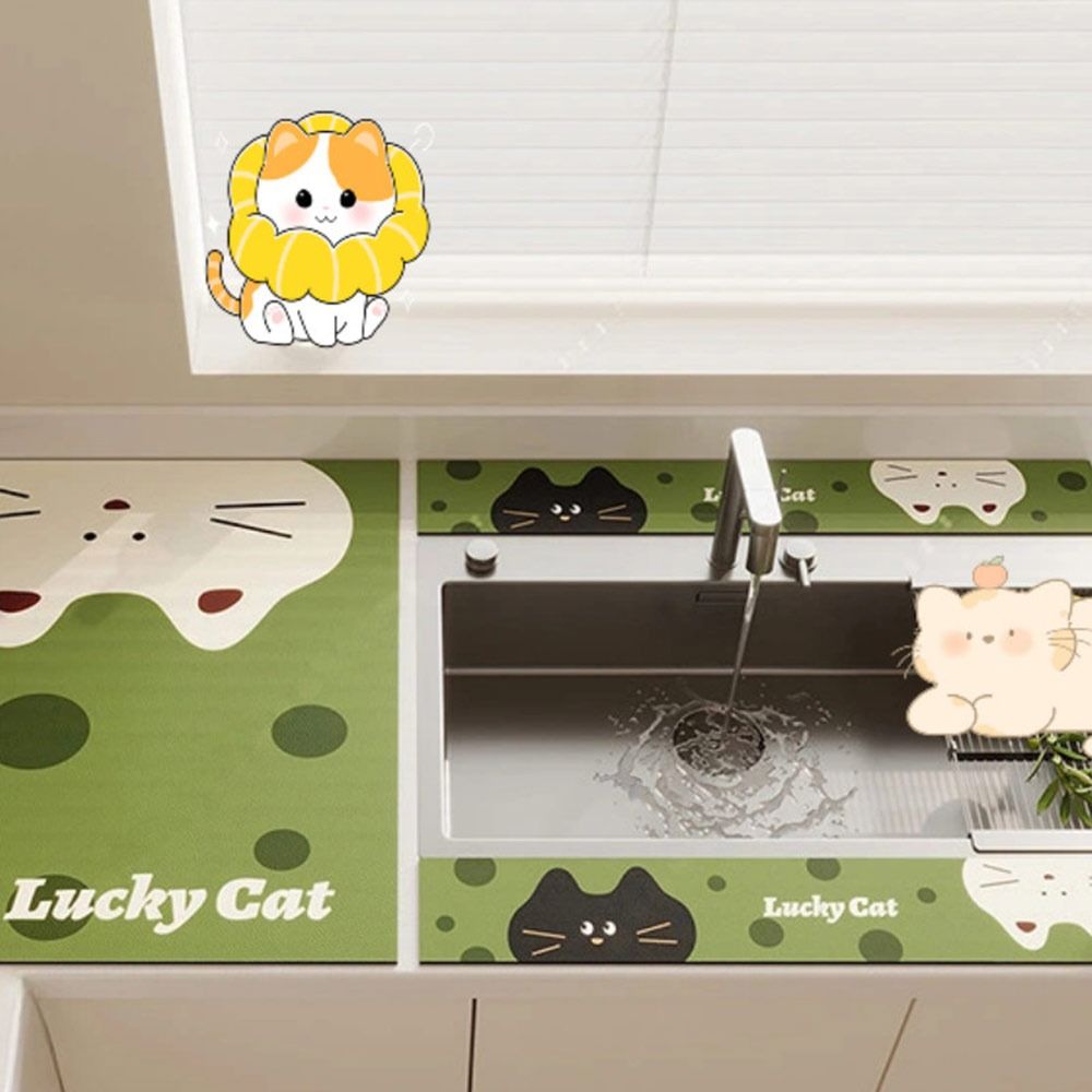 Cartoon Sink Absorbent Mat 10x60cm Coffee Pad Durable Desk Mat Kitchen Bathroom
