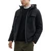 FILA Official Cotton Jacket 2024 Spring New Simple Snowy Cotton Warm Casual Hooded Coat Men Jackets Black F11M412901F-BK