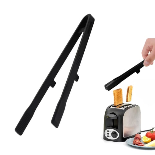 

Doyeemei Silicone Cooking Tongs, Heat-Resistant, Dishwasher-Safe, Black, for Yakiniku, BBQ, Camping, and More.