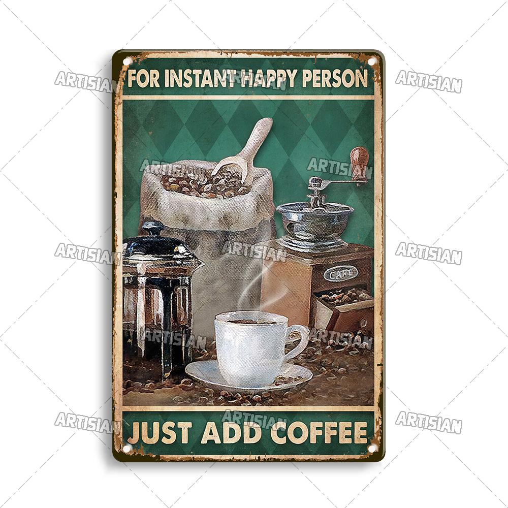 Artisian Coffee Metal Plaque Cute Animal Tin Sign Drinking Funny Decorative Plate Wall Decor Garage Bar Pub Club Hotel Cafe