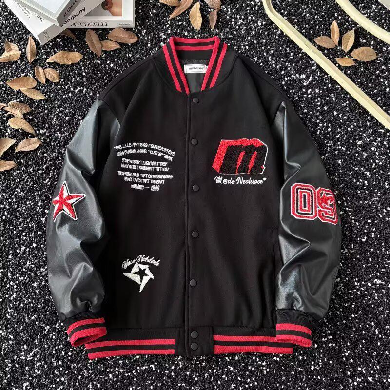 2024 Men's Trendy Korean Style Color-Contrast Baseball Jacket, Perfect for Spring and Autumn