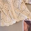 Vintage V Neck Handmade Crochet Knit Cardigan Women Summer Fashion Hollow Out Design Casual Versatile Loose Slimming Blouse