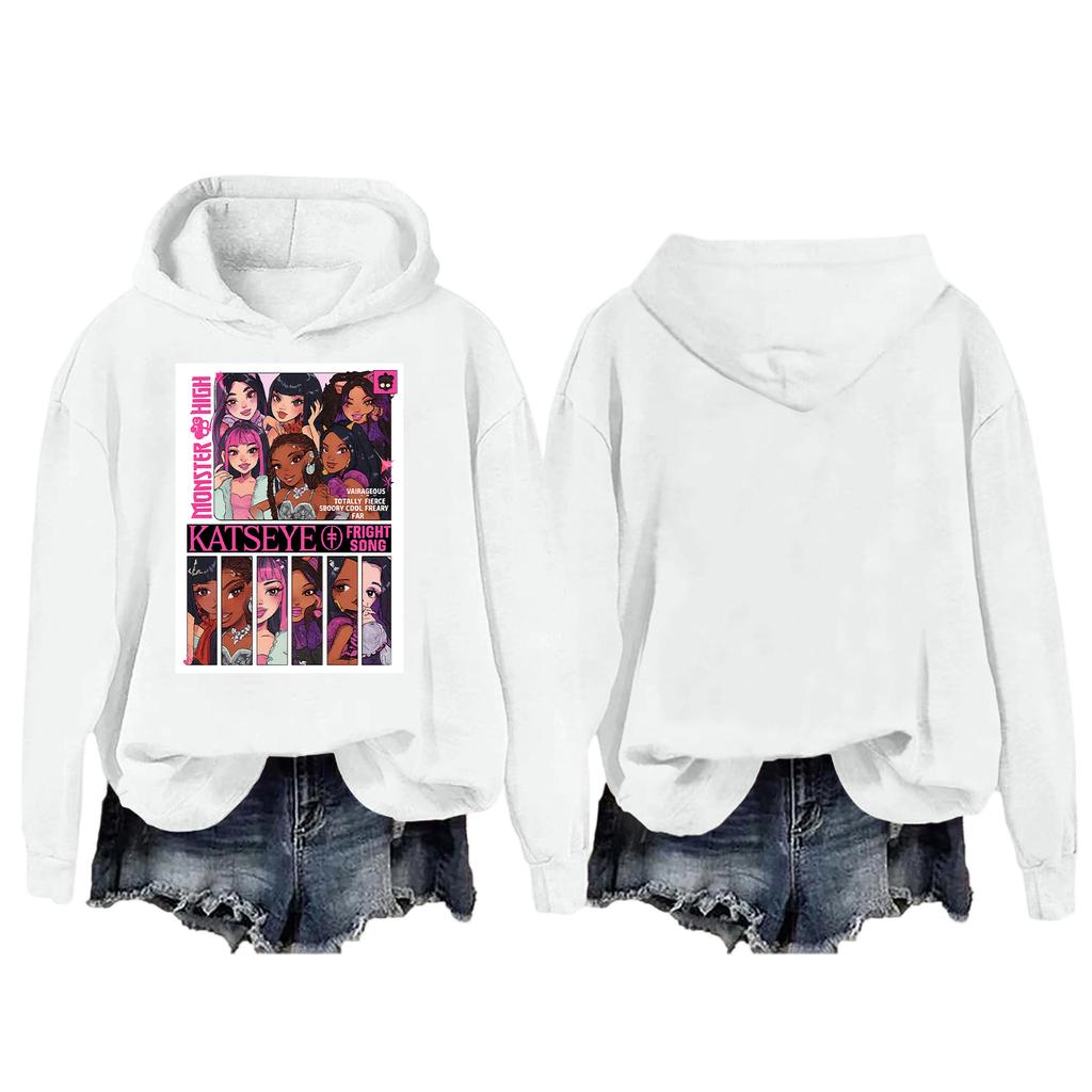 Women's Fashion Casual Long Sleeve Loose Printed Pullover Sports Long Sleeve Hooded Sweatshirt