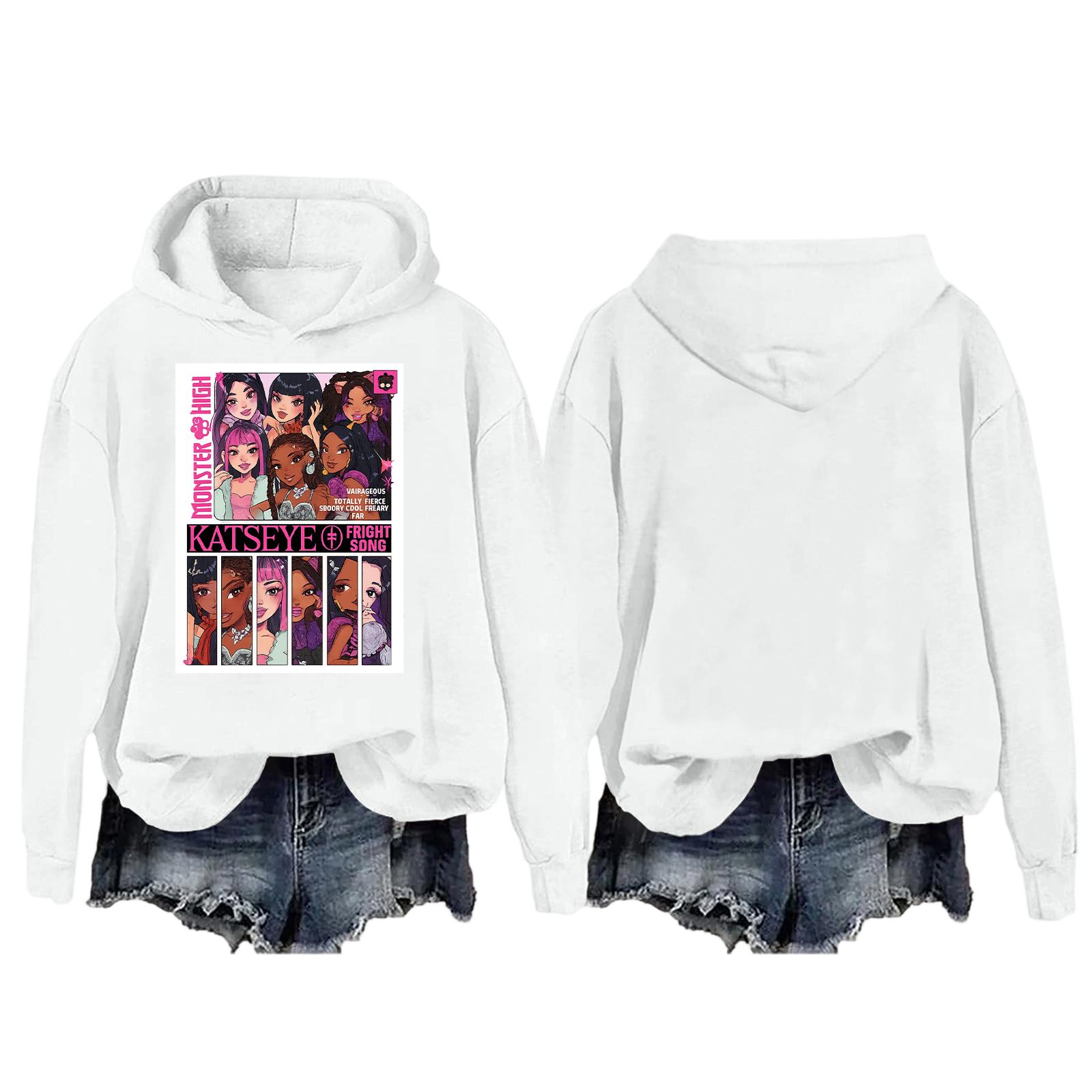 

Женская модная повседневная толстовка с длинным рукавом, свободная, с принтом, спортивная, с длинным рукавом, с капюшоном M белый