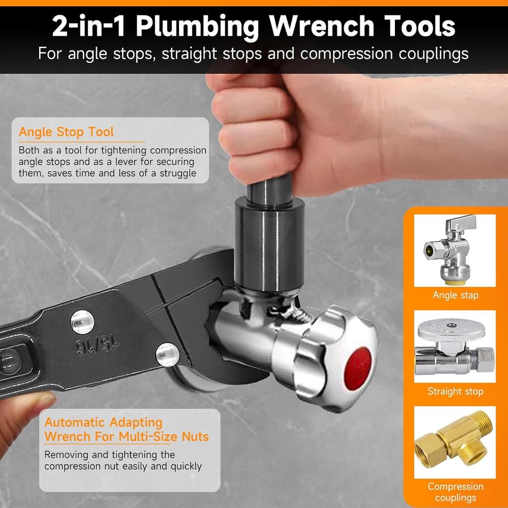 Professional Plumbing Wrench Kit - Angle Stop Installation & Removal Tools, for Replacing Valves,Plumbing Work