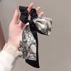 Guochao Ink Printing Hair Band French Elegant Unilateral Bow Hair Rope High Elastic Ponytail Rubber Band Retro Hair Accessories