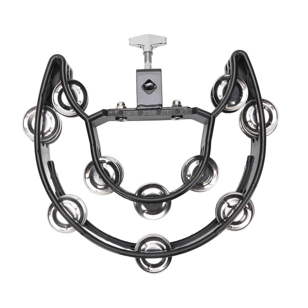 Jingles Ręczny Instrument Perkusyjny Mocowany Ergonomiczny Design Podwójny Rząd Półksiężycowy Tamburyn Muzyczny dla