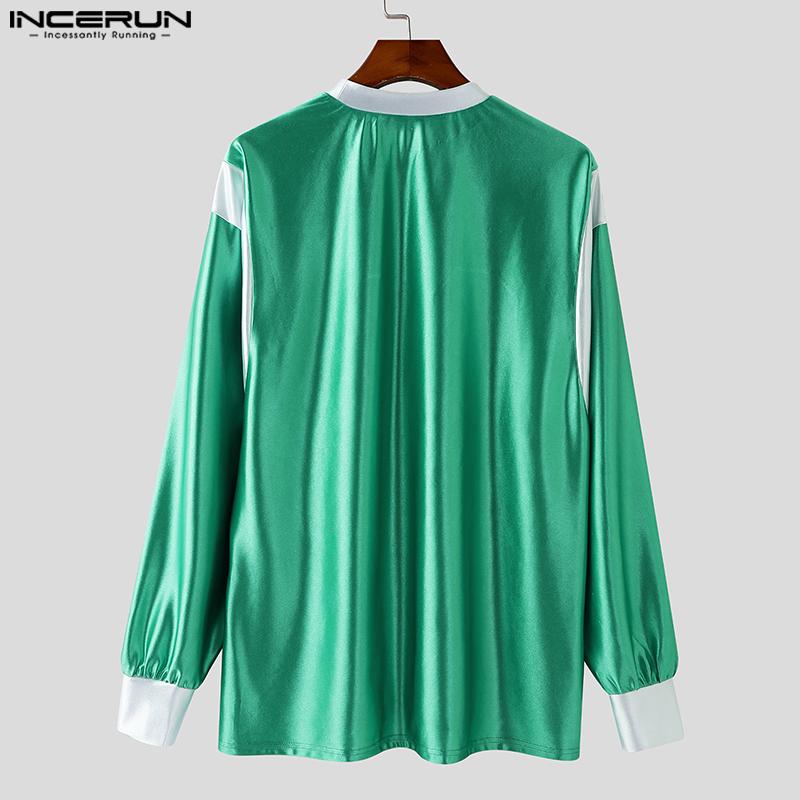 INCERUN Spring Men O Neck Long Sleeve Print Glitter Pullovers Oversized Tops