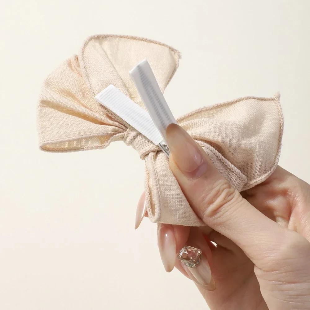 2 Stück/Set Baumwoll-Haarspangen für Babymädchen Frauen Große Schleife Kopfschleifen Accessoires Haarspangen für Kinder Kopfbedeckung Haaraccessoires