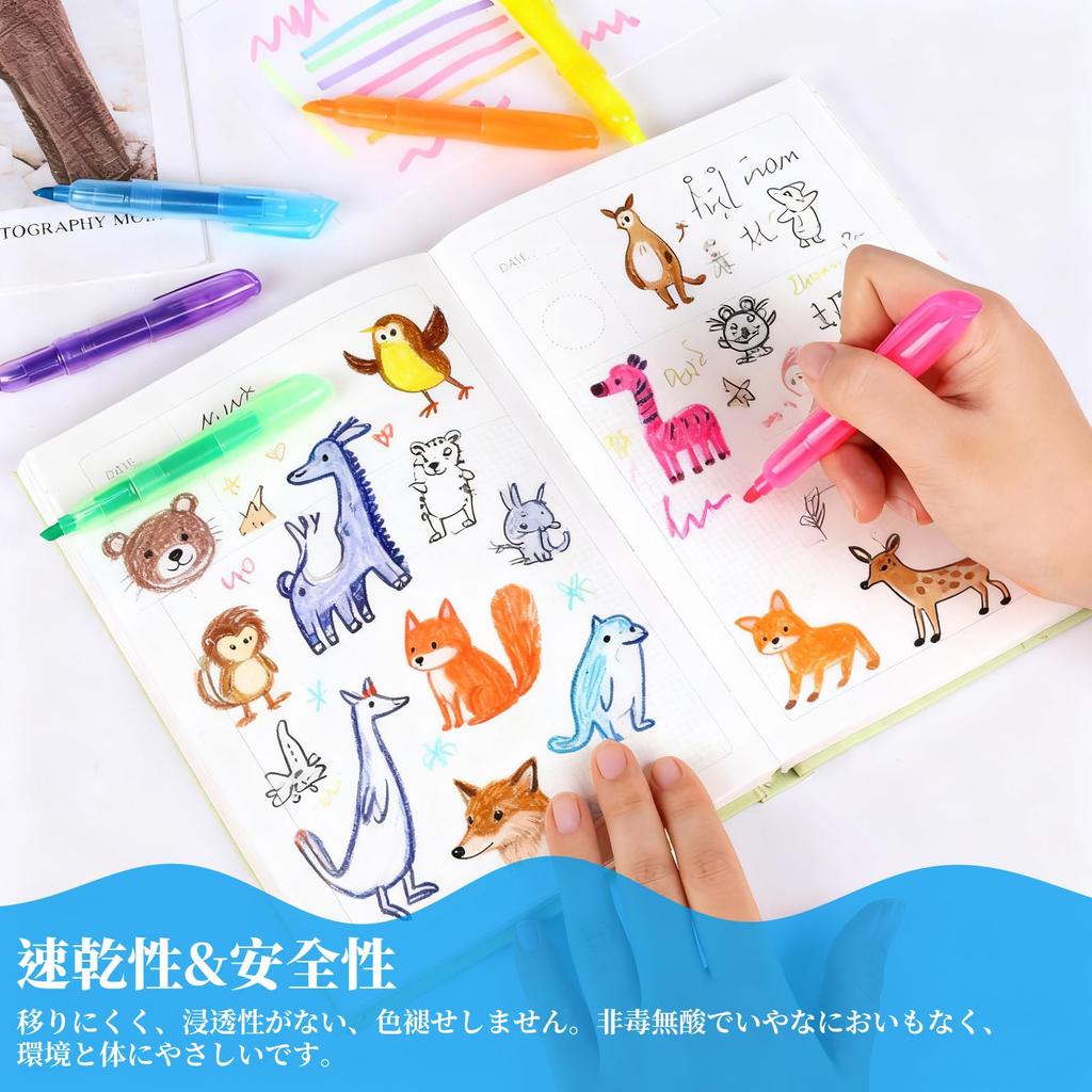 of Highlighter large capacity for and the 6-Pack 6-Color Pens Water-based, quick-drying, bleed-resistant, marking, underlining, coloring,
