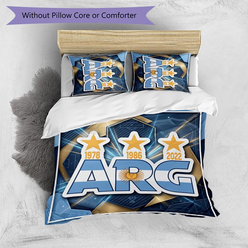 Set Biancheria da Letto Stampata Calcio Argentina 3 Pezzi Copriletto Traspirante Accogliente come Regalo per Inaugurazione Casa o Festa