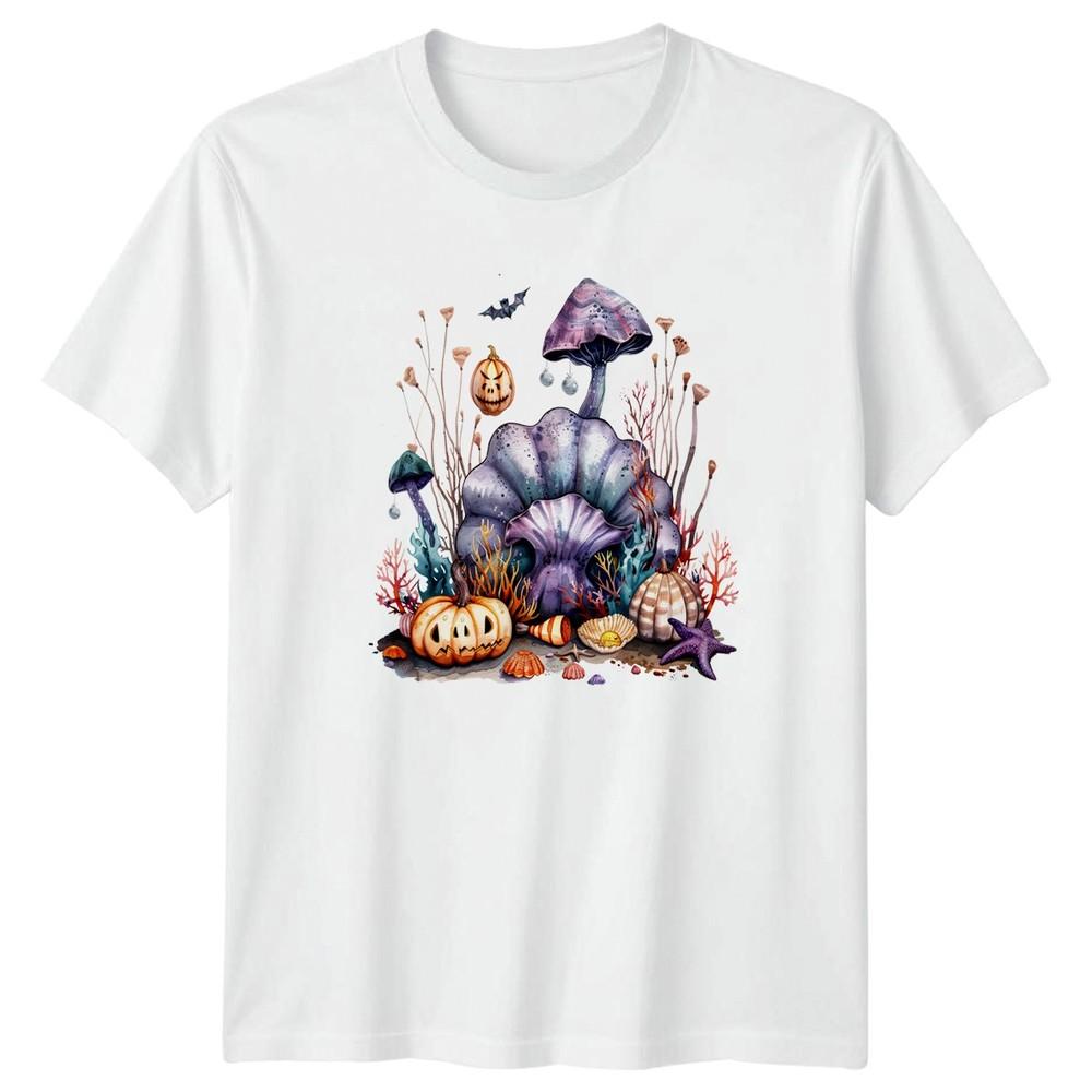 Spooky Underwater Halloween Shell Mushroom TShirt Gift For Him And Her S