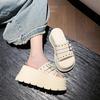 2025 new thick-soled height-increasing cool slippers for women's summer wear super fire French beautiful skirt high-end beach shoes
