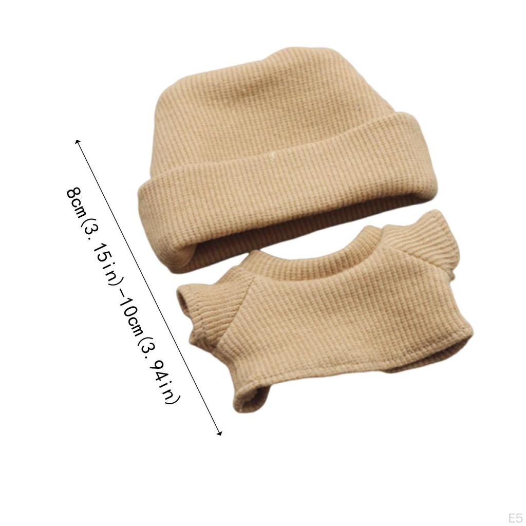 2 Pieces 17/15cm Dolls Clothes Costumes Short Sleeve and Hat Outfits for Doll