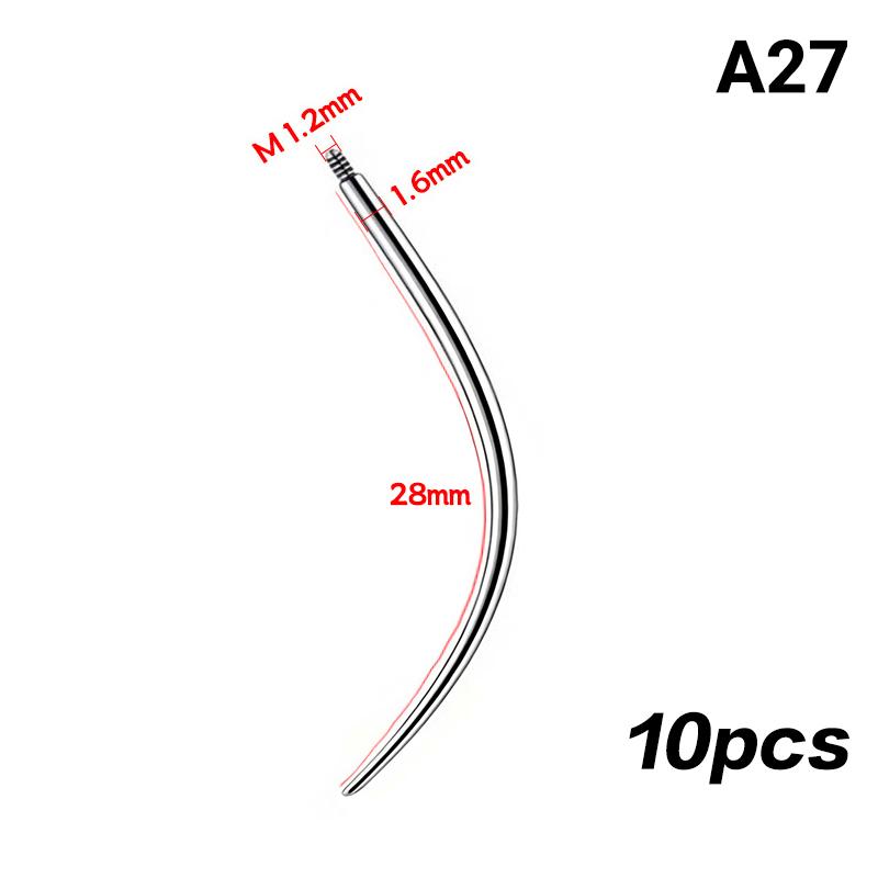 Piercing Insertion Pin Taper Guide Rod Tool 10Pcs Stainless Steel for Safe Nose Lip Navel Body Piercing Stretching