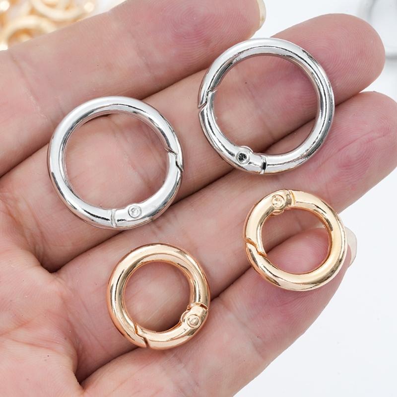 Electroplated Metal Spring Gate Rings with Round Shape for Bag Project, Key Attachments, Sewing Supplies, and Craft 50PCS