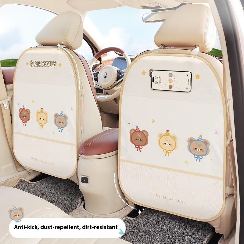 Cartoon Car Seat Back Protector Waterproof Car Anti Kick Protector Back Seat Protector Kids With Bags Pvc Car Anti Kick Mat